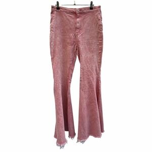 We‎ The Free People Bellbottom Pants Size 31 Flare Pink Jeans Stretchy Raw Hem